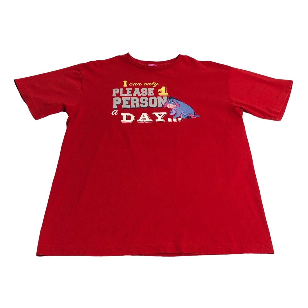 Vintage 90s Disney Eeyore Shirt Womens L Red Jerry Leigh Double Sided Graphic